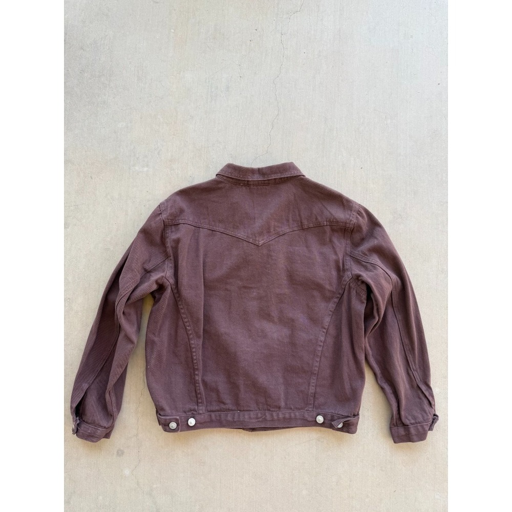 Princess Polly Brown Cropped Denim Jacket XS/S Western Trucker Y2K - Picture 6 of 8